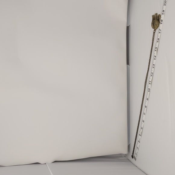 Elephant Pendant Necklace Long Brass Tone Rhinestones - Picture 6 of 9